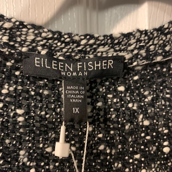 Eileen Fisher Women's Wrapped Cotton Nubble Sweater Cardigan Plus Size 1X Black - Picture 8 of 9